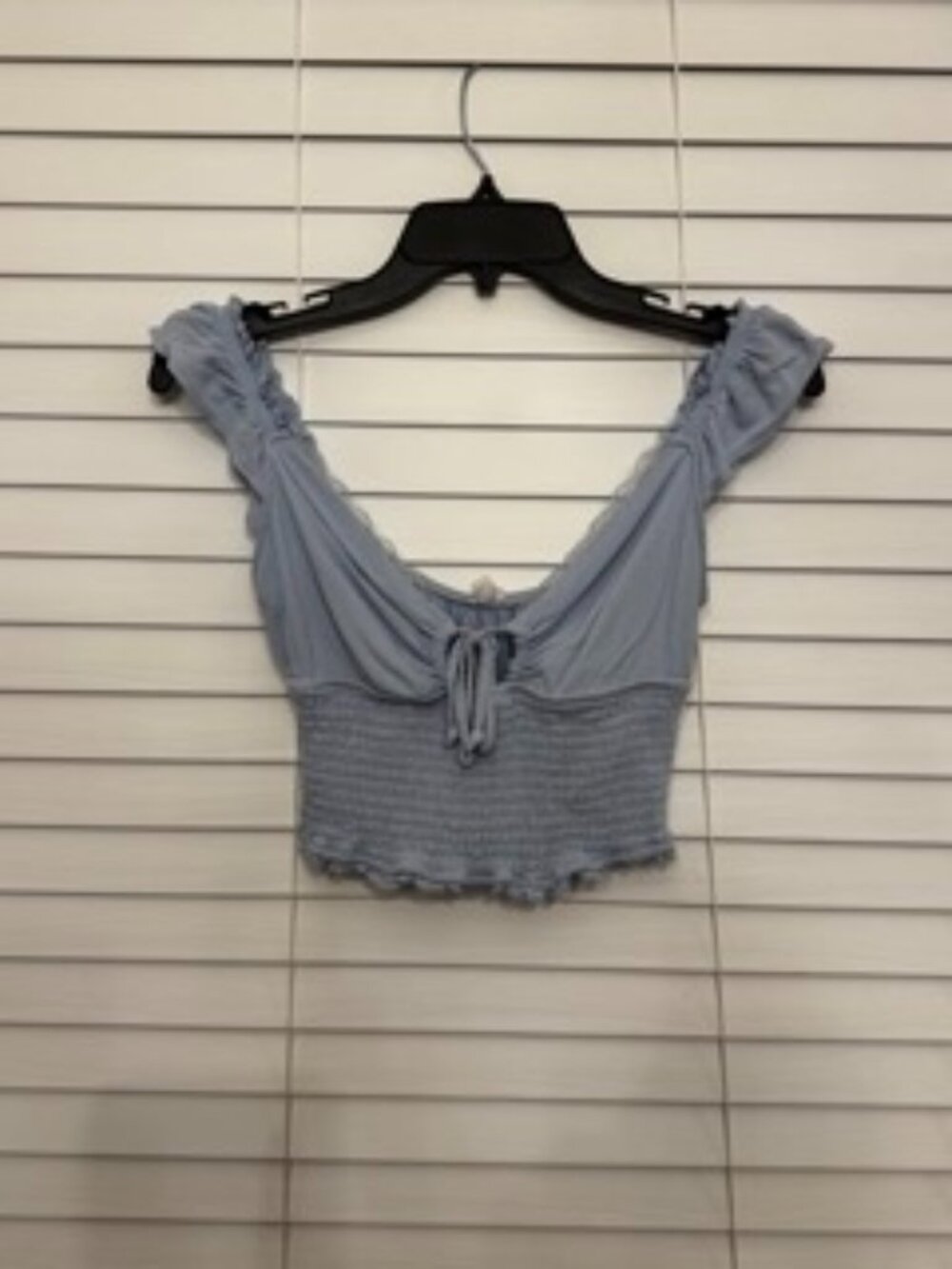 Ren Faire Cropped Babydoll Milkmaid Top XS Smocked Ruched Coquette Cottagecore
